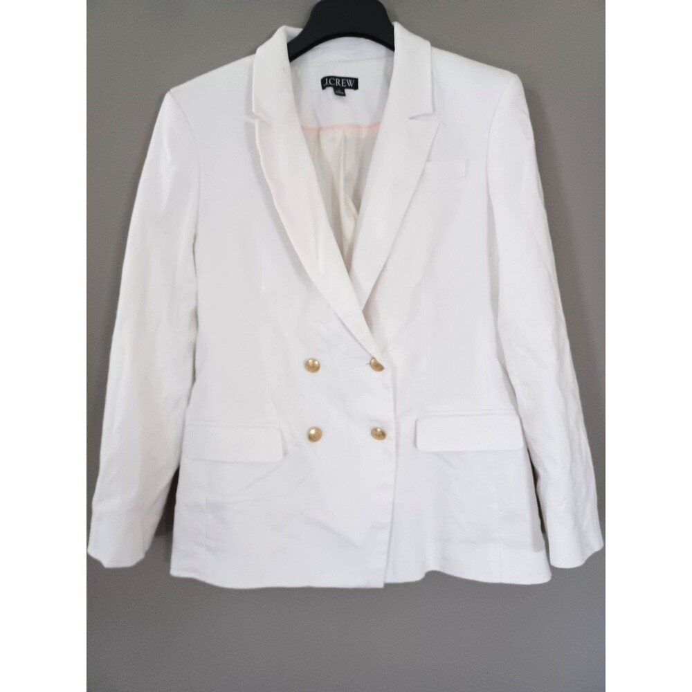 J.Crew Greta Double Breasted Blazer Womens Size 10 Linen Blend Nautical Preppy